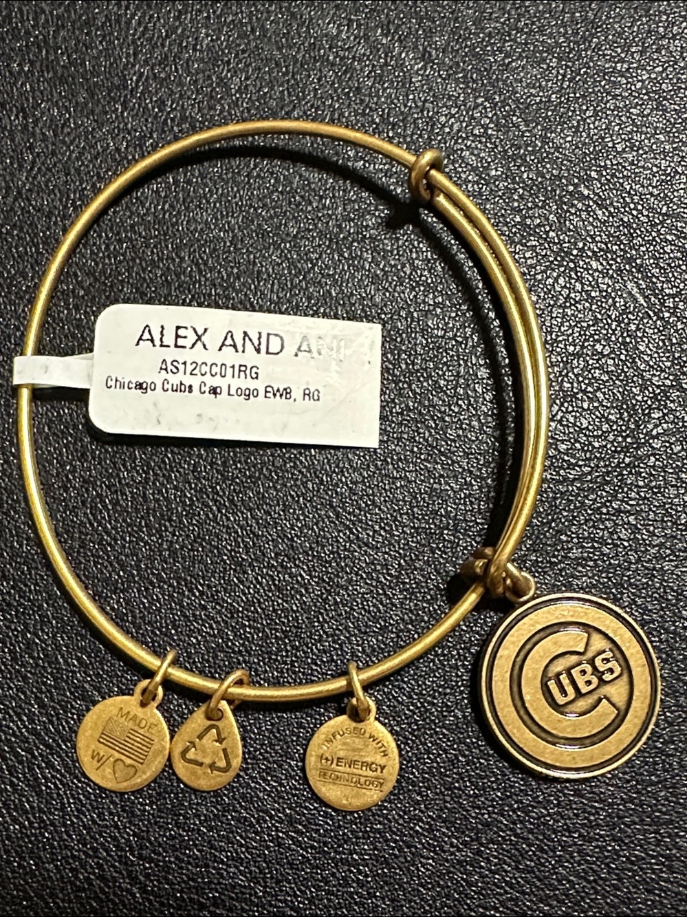 2012 Alex And Ani Chicago CUBS Logo Charm Bangle Bracelet